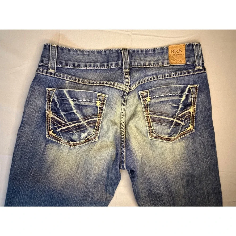 BKE Culture Boot Jeans Women's 29x31.5 Blue Embroidered Stretch Boho Cowgirl